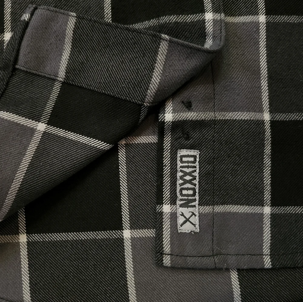 DIXXON Womens Flannel Button Down Shirt Size Small The Dark Horse Black Grey - Picture 3 of 8